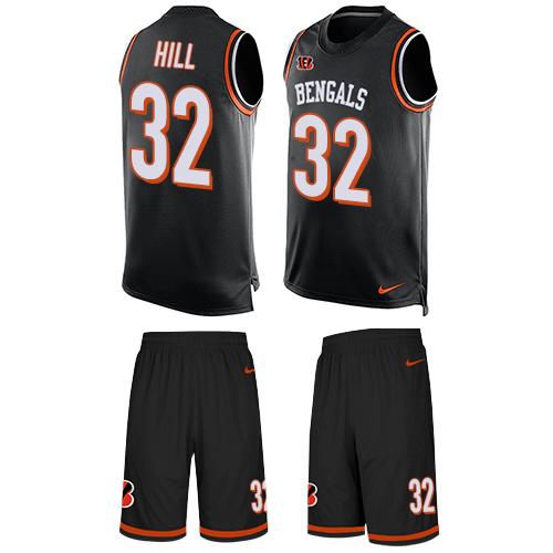 Nike Bengals #32 Jeremy Hill Black Team Color Men's Stitched NFL Limited Tank Top Suit Jersey - Click Image to Close